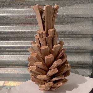 Driftwood Pineapple 🍍 Coastal Chic Beach Wood Repurposed Room Table Decor Statue